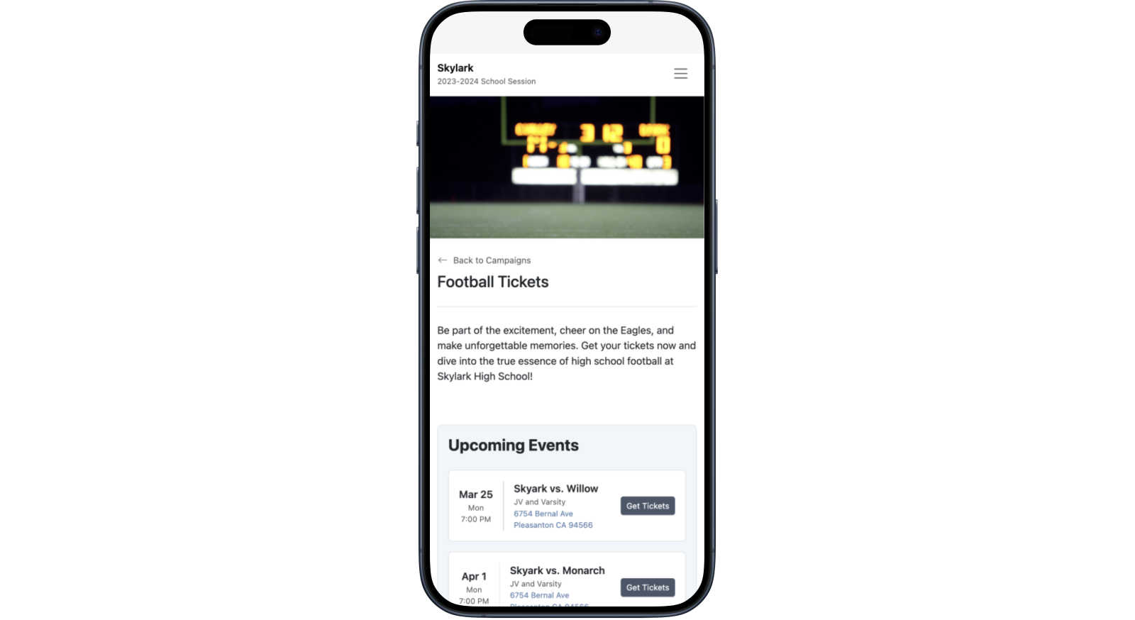 Ticket on Mobile Phone