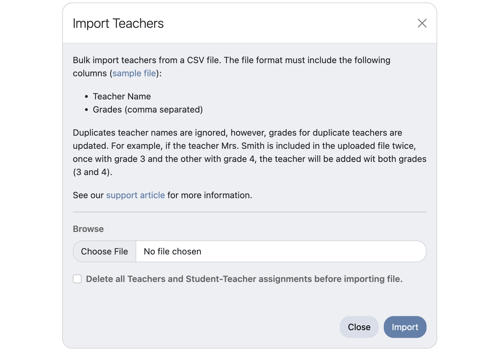Import Teachers