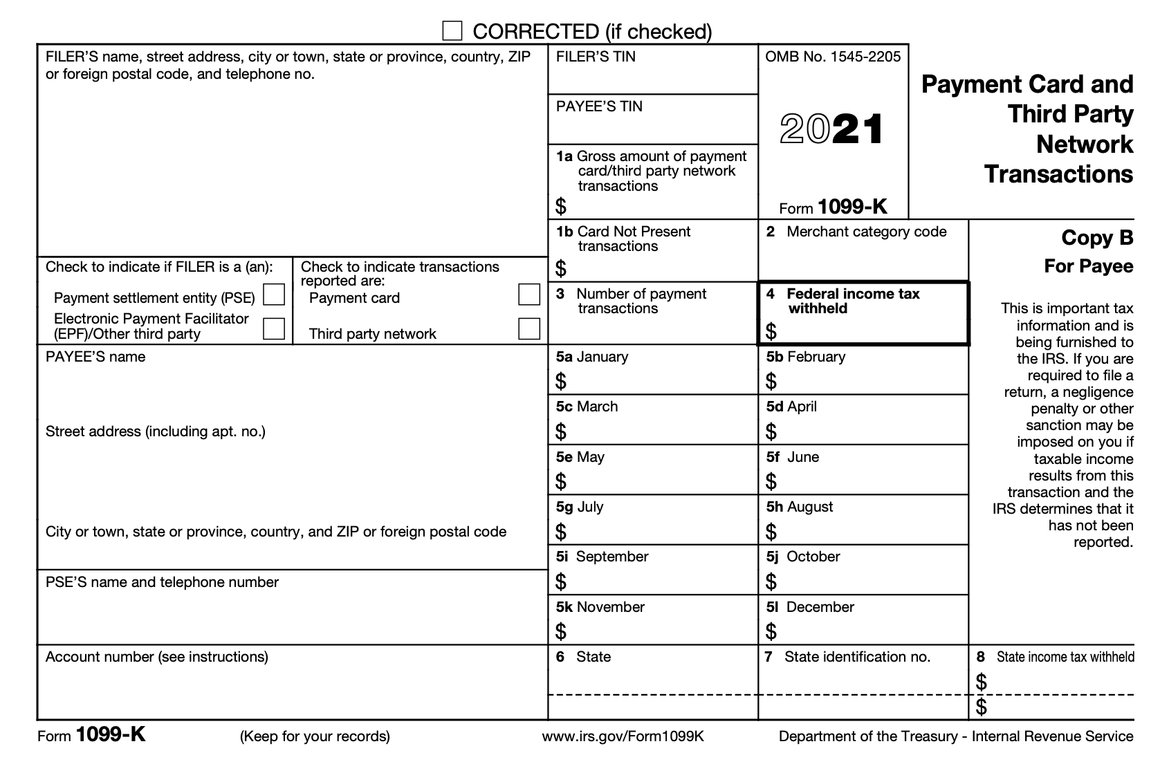 1099-K Sample Form