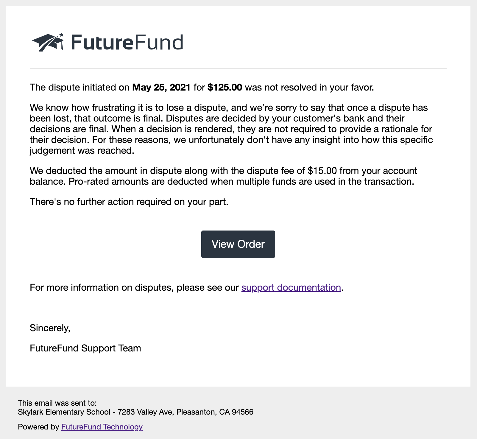 Dispute Email Lost