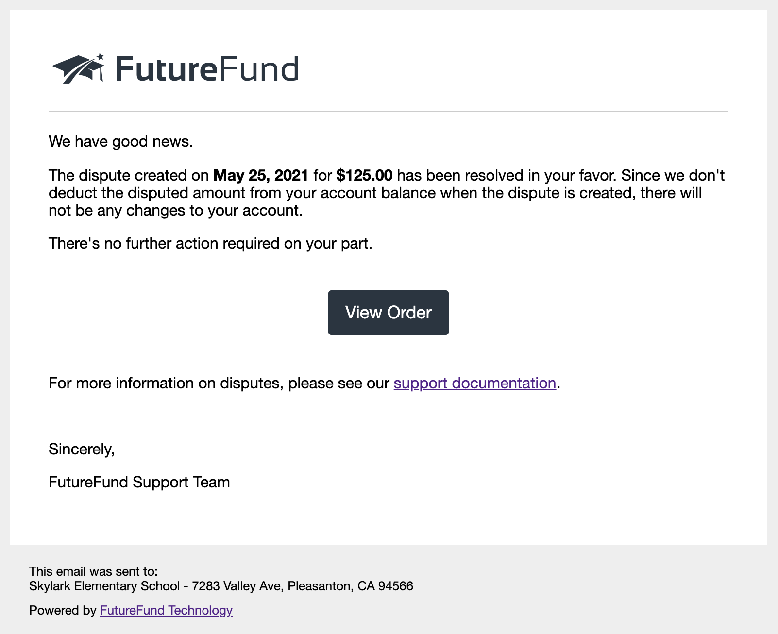 Dispute Email Won