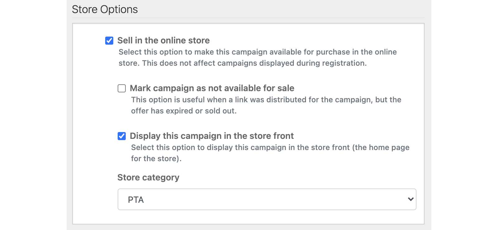 Store Options