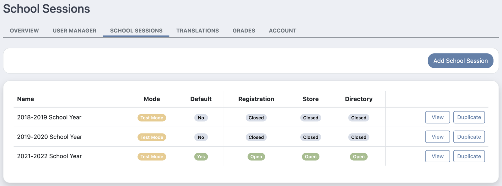 Improved School Session Management